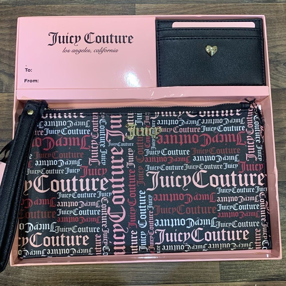 Pink & black Juicy Couture Wristlet & card holder